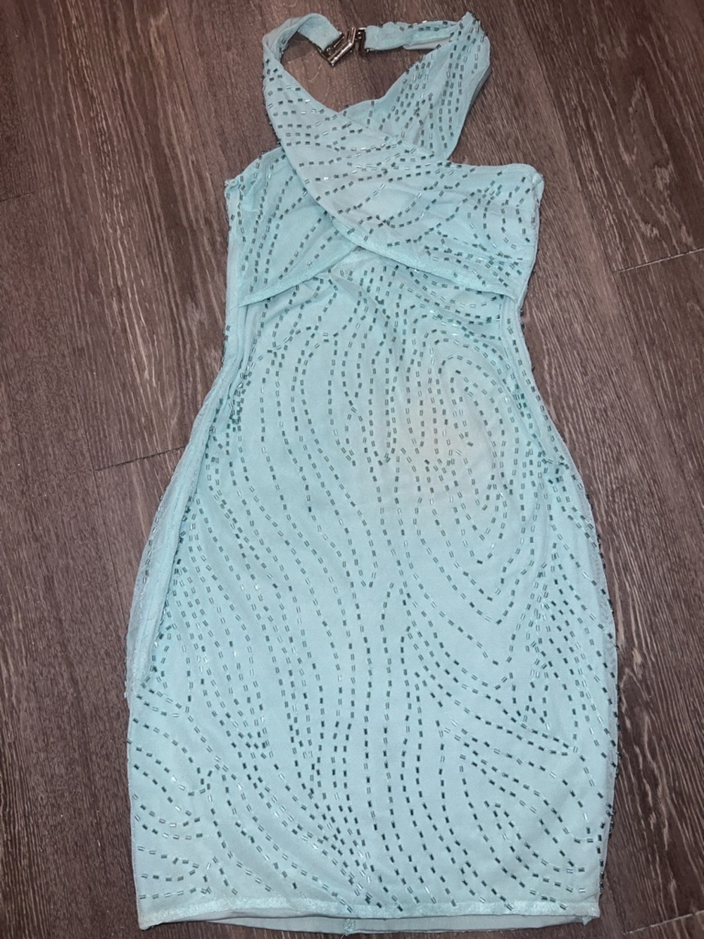 Oh Polly Light Aqua One-Shoulder Bodycon Dress